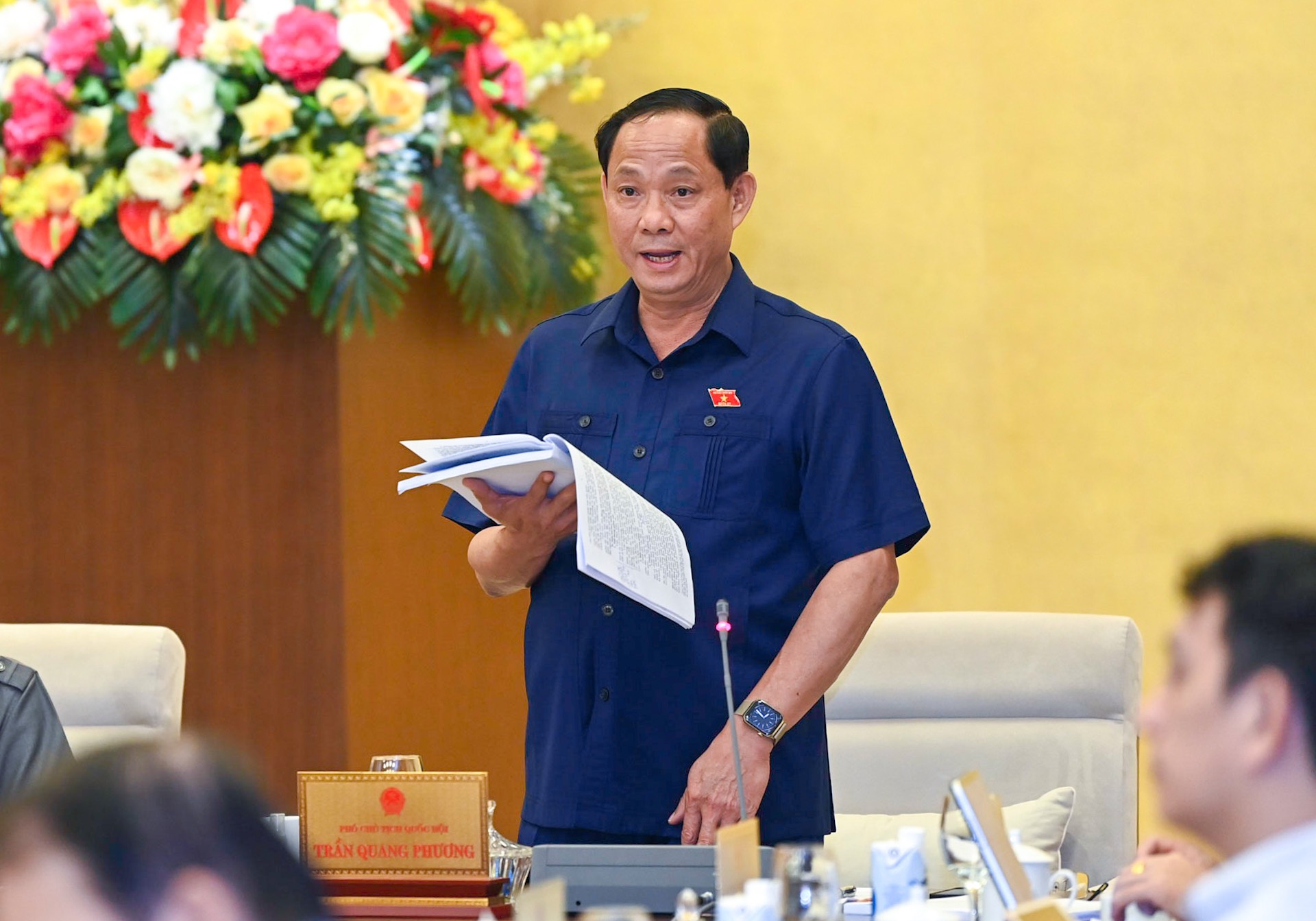 Ph&oacute; Chủ tịch Quốc hội Trần Quang Phương g&oacute;p &yacute; ho&agrave;n thiện Kế hoạch v&agrave; Đề cương b&aacute;o c&aacute;o của Đo&agrave;n gi&aacute;m s&aacute;t.