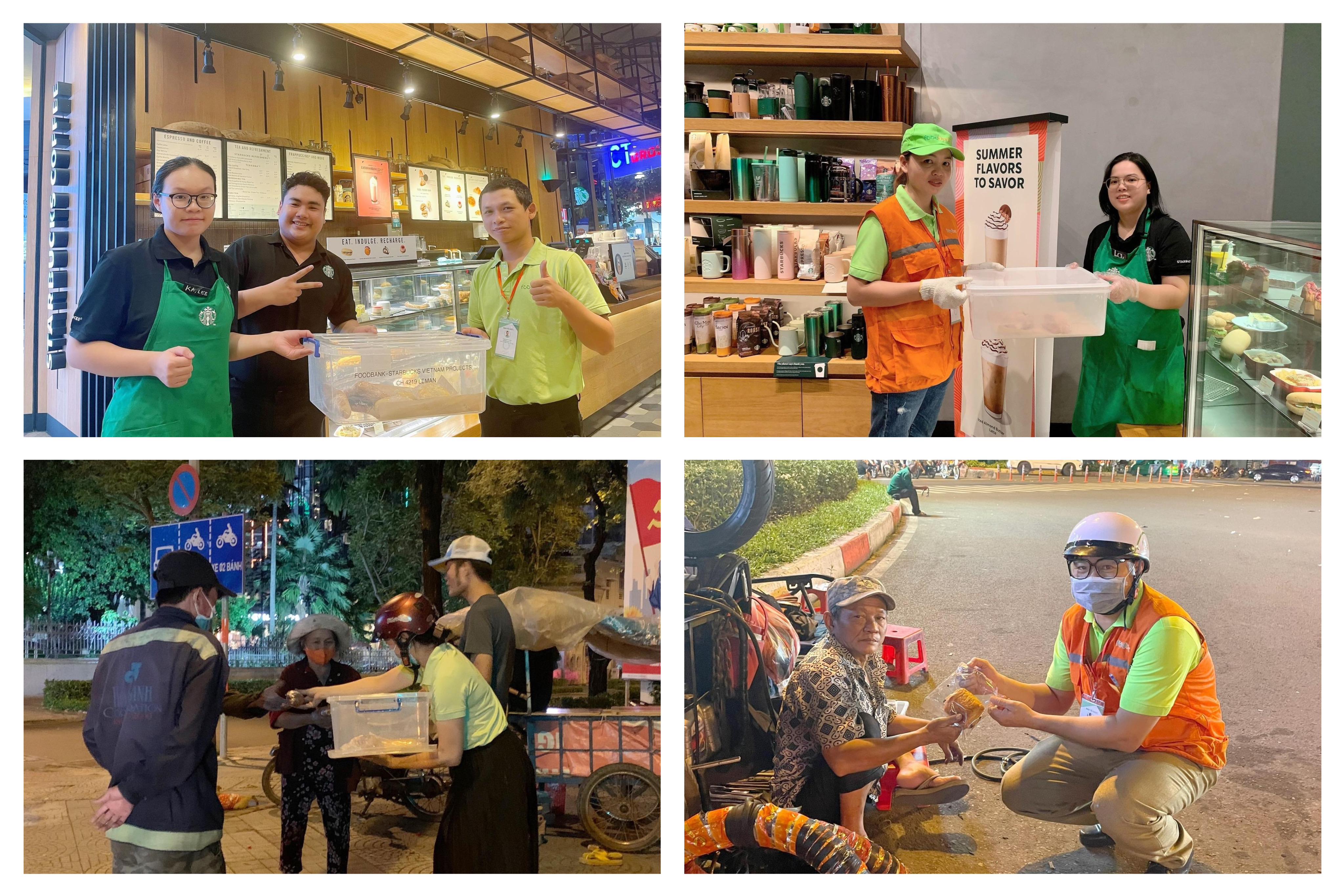 Teams from Food Bank Vietnam collect unsold baked goods from selected Starbucks stores in HCMC every night and donate them to people in need. Source: Food Bank Vietnam