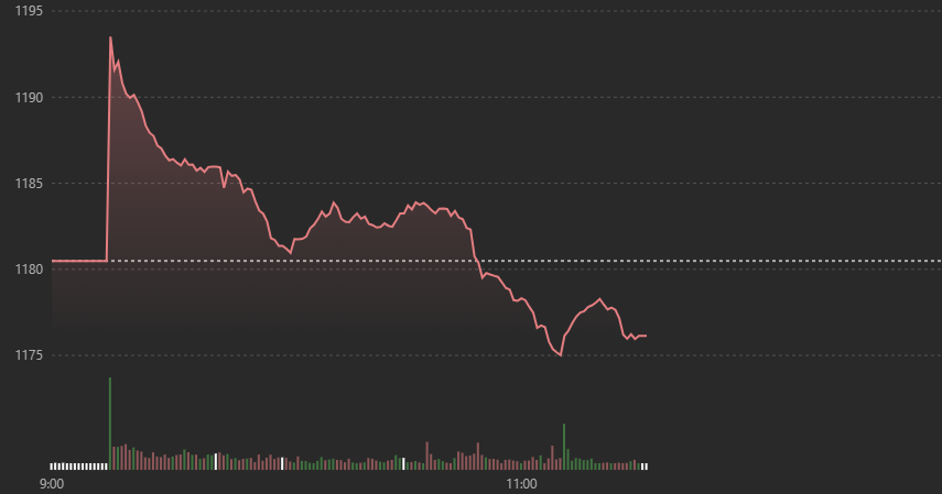VN-Index trượt dài trong phiên sáng nay.