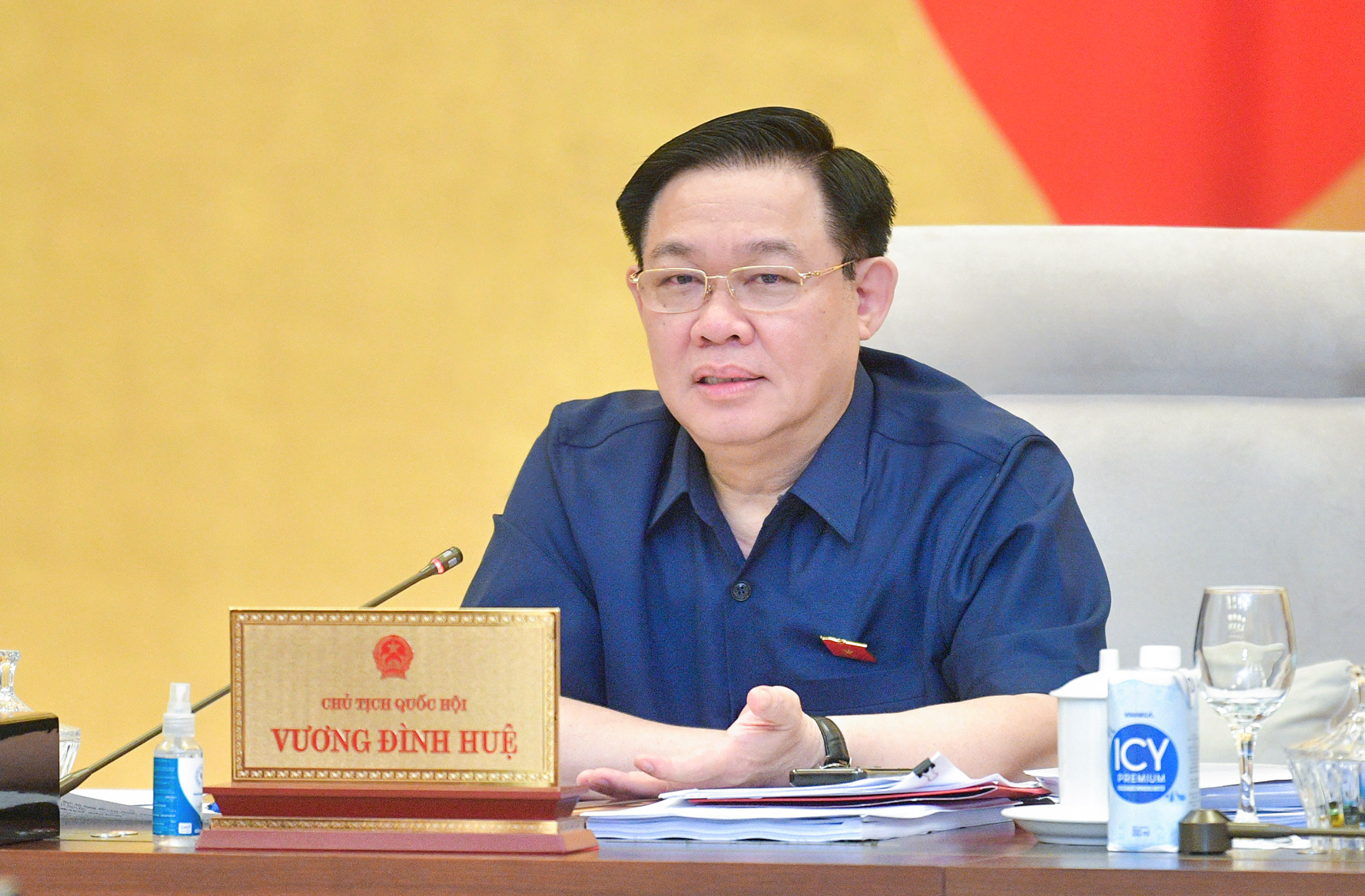 Chủ tịch Quốc hội Vương Đình Huệ phát biểu tại Phiên họp. Ảnh: Quốc hội