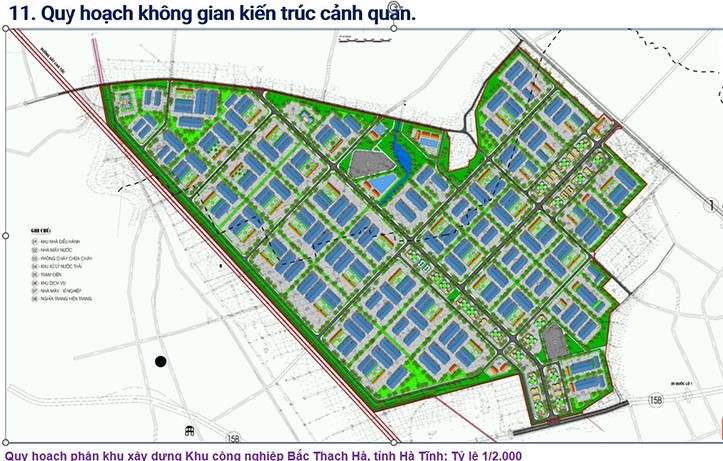 Bản đồ Quy hoạch không gian kiến trúc cảnh quan của Quy hoạch phân khu xây dựng Khu công nghiệp Bắc Thạch Hà