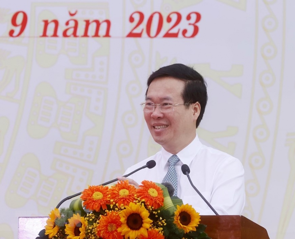 Chủ tịch nước V&otilde; Văn Thưởng ph&aacute;t biểu tại buổi lễ. Ảnh - TTXVN.&nbsp;