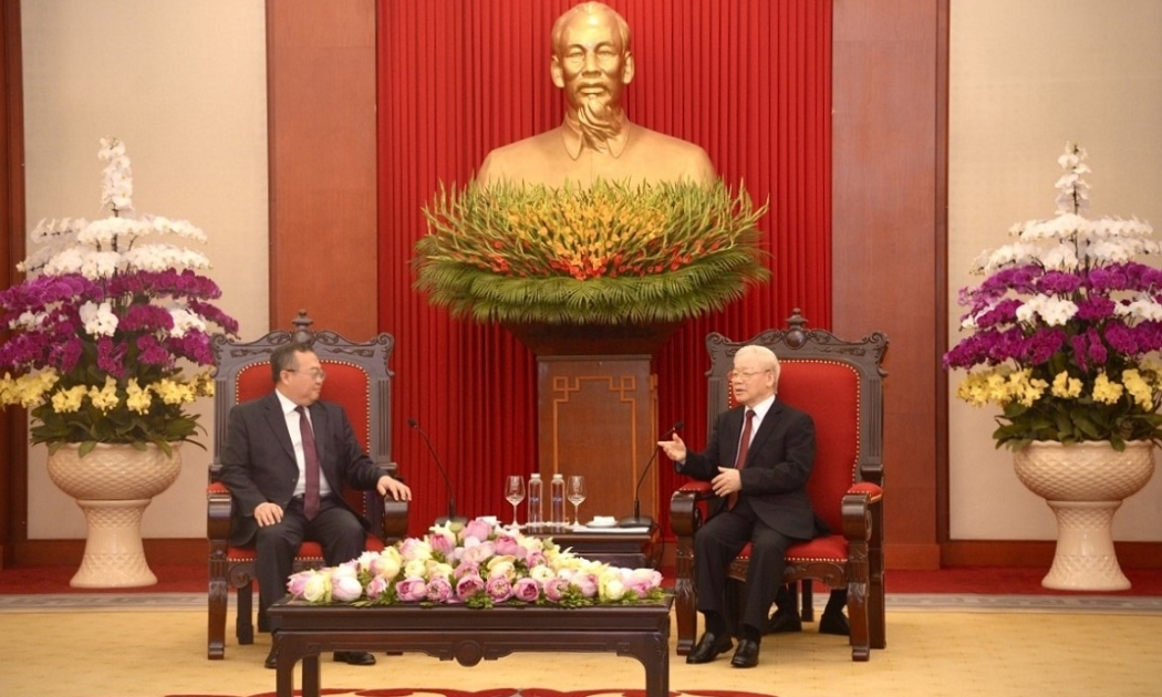 Tổng Bí thư Nguyễn Phú Trọng tiếp đồng chí Lưu Kiến Siêu, Ủy viên Trung ương Đảng, Trưởng Ban Liên lạc Đối ngoại Trung ương Đảng Cộng sản Trung Quốc.