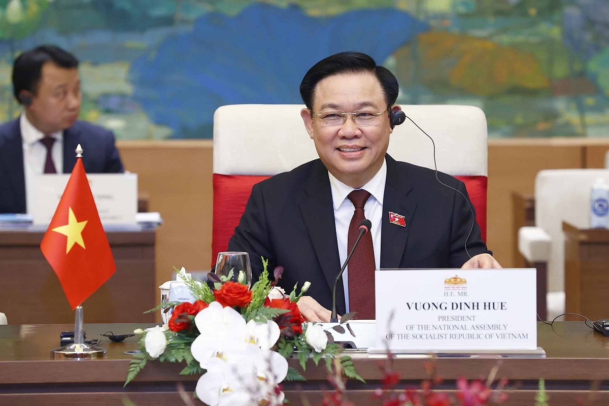 Chủ tịch Quốc hội Vương Đình Huệ: "Quan hệ “Đối tác chiến lược sâu rộng vì hòa bình và thịnh vượng ở Châu Á” giữa Việt Nam - Nhật Bản đang phát triển rất tốt đẹp". Ảnh: TTXVN.