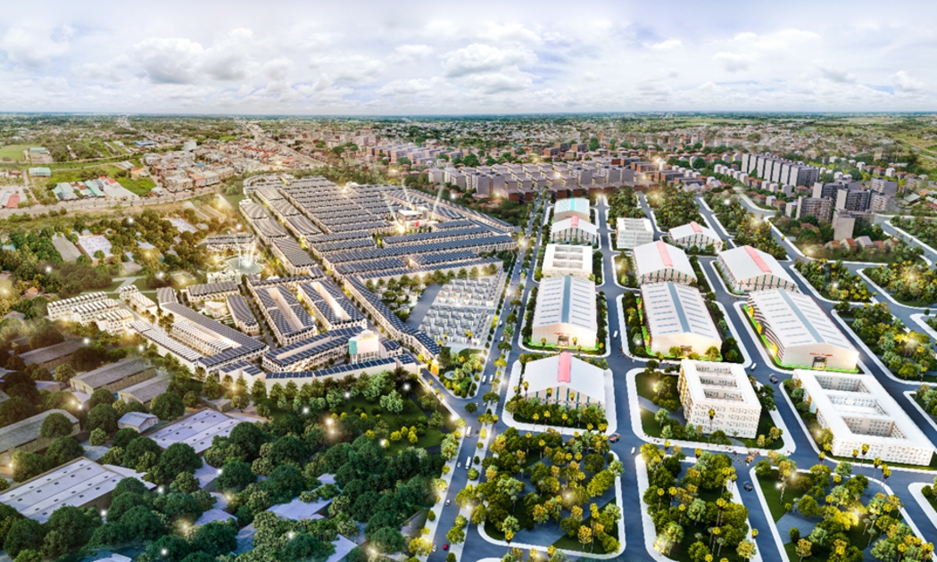 Phối cảnh Estella City tọa lạc ngay trung tâm khu đô thị - công nghiệp Sông Mây 473ha.