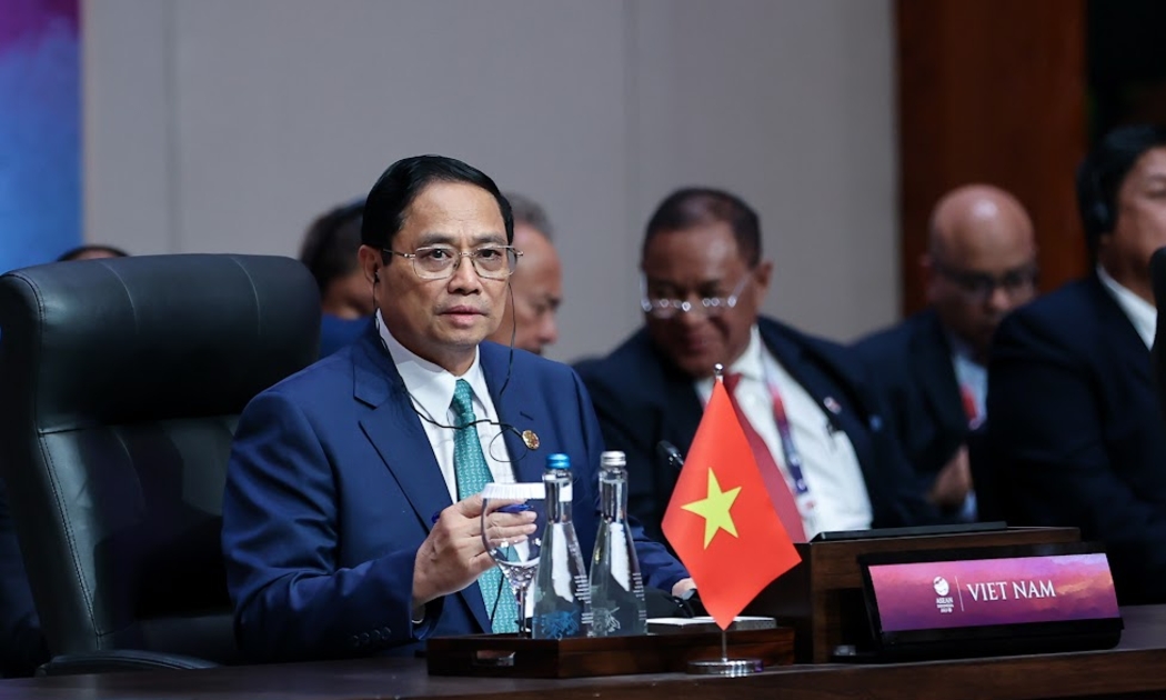 Thủ tướng Chính phủ Phạm Minh Chính phát biểu tại Hội nghị Cấp cao ASEAN với các đối tác - Ảnh: VGP.