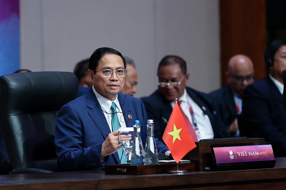 Thủ tướng Chính phủ Phạm Minh Chính phát biểu tại Hội nghị Cấp cao ASEAN với các đối tác - Ảnh: VGP.