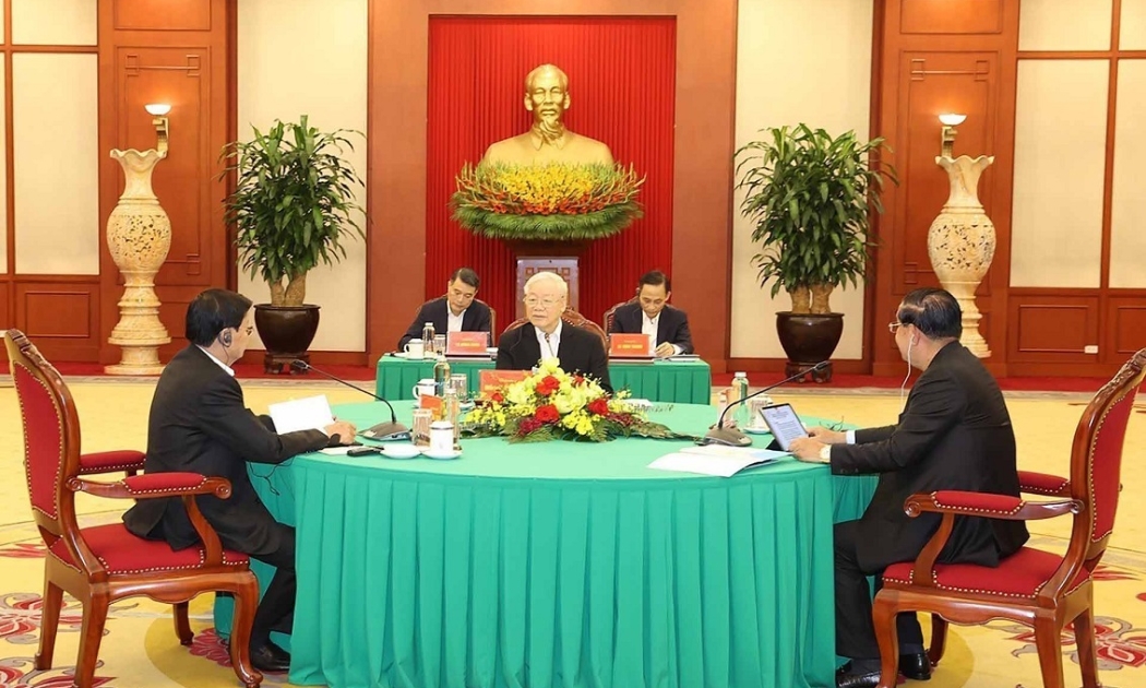 Tổng Bí thư Nguyễn Phú Trọng phát biểu tại cuộc gặp. Ảnh: TTXVN.