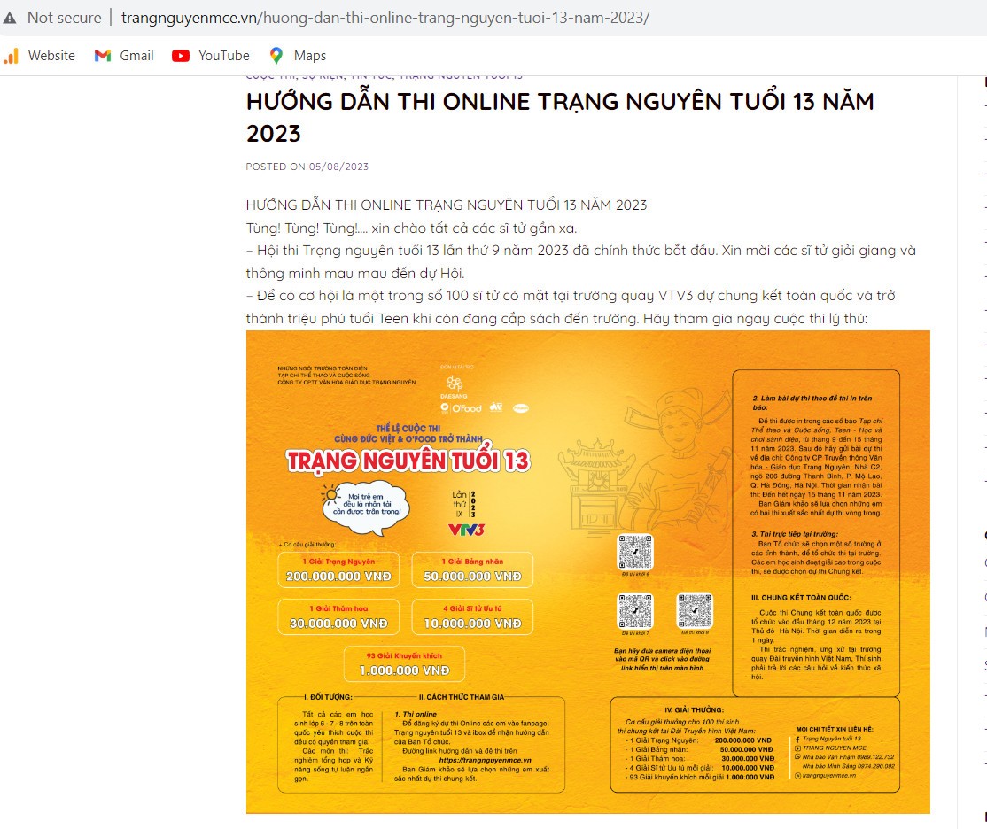 100 thí sinh trong cuộc thi chung kết “Trạng nguyên Tuổi 13” năm 2022.