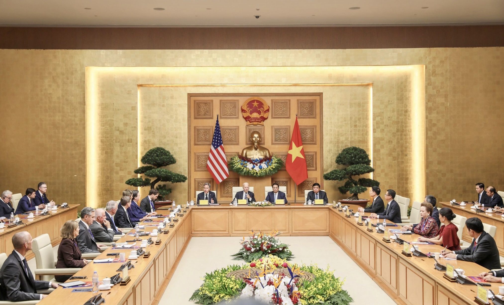 Toàn cảnh Hội nghị cấp cao Việt Nam - Hoa Kỳ về đầu tư và đổi mới sáng tạo.