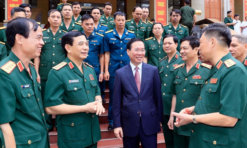 Chủ tịch nước Võ Văn Thưởng dự Lễ Khai giảng tại Học viện Quốc phòng. Ảnh: TTXVN