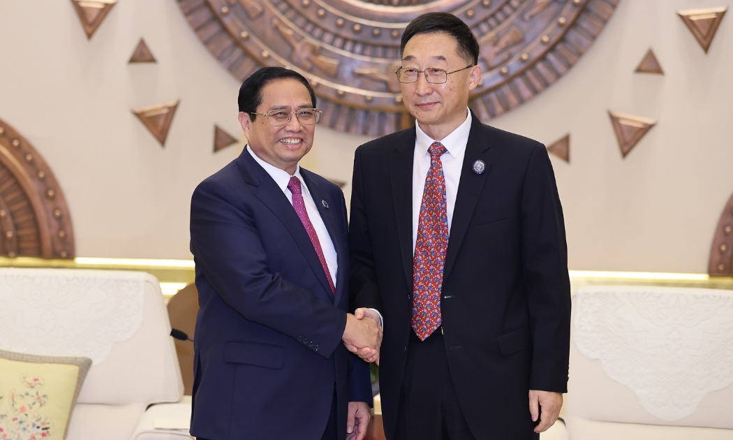 Thủ tướng Chính phủ Phạm Minh Chính tiếp đồng chí Lưu Ninh, Ủy viên Ban Chấp hành Trung ương Đảng Cộng sản Trung Quốc, Bí thư Khu ủy, Chủ nhiệm Ủy ban thường vụ Đại hội đại biểu nhân dân Khu tự trị dân tộc Choang Quảng Tây, Trung Quốc. Ảnh: VGP.