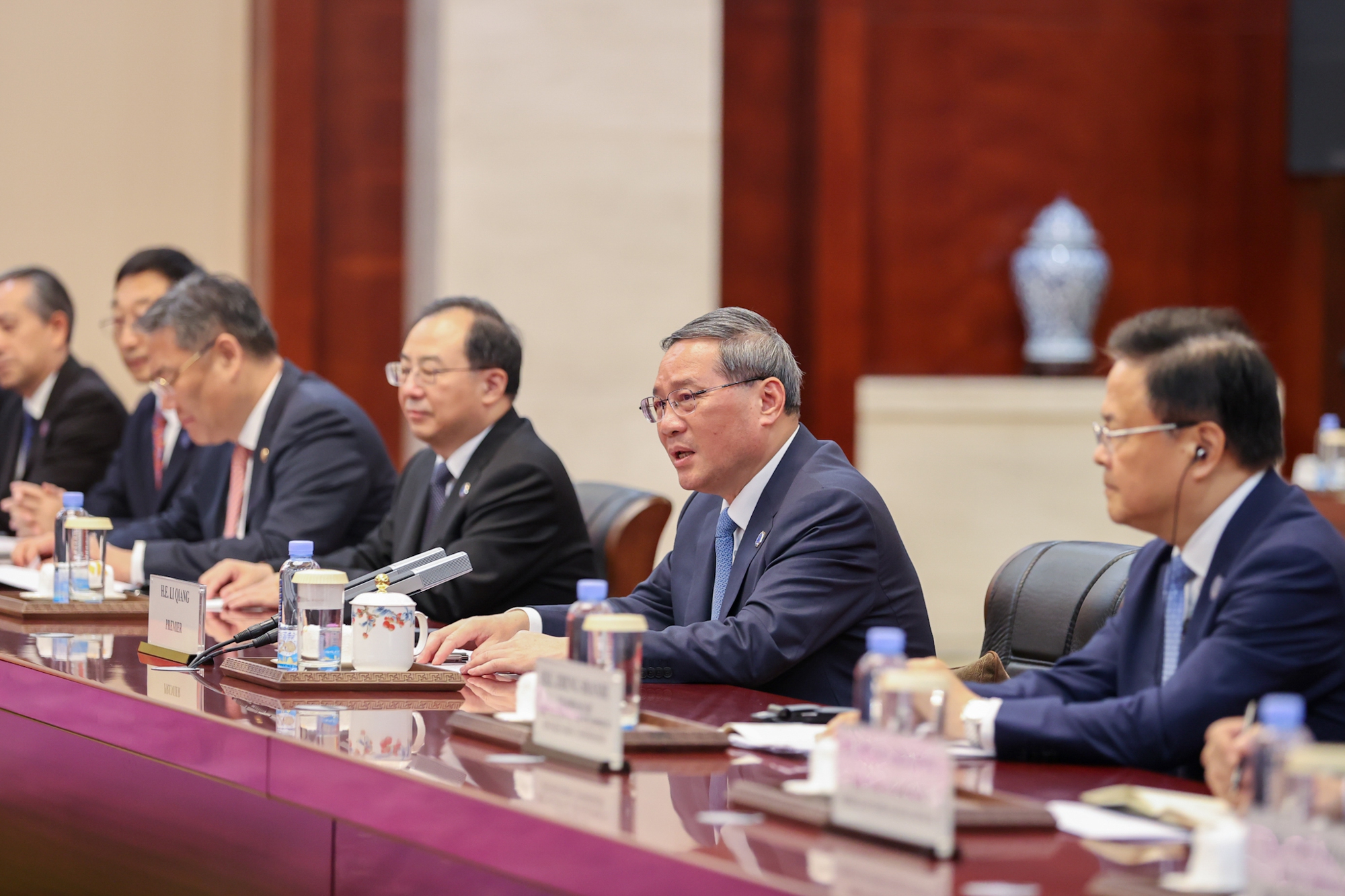 Thủ tướng Lý Cường:"Trung Quốc sẽ tiếp tục mở cửa thị trường cho hàng hóa Việt Nam, nhất là các mặt hàng nông, thủy sản chất lượng cao". Ảnh: VGP.