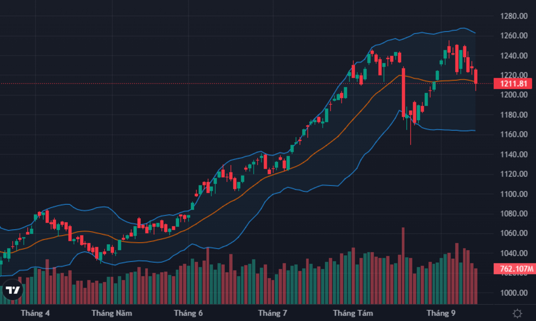 VN-Index đã chạm sát mốc 1.200 điểm.