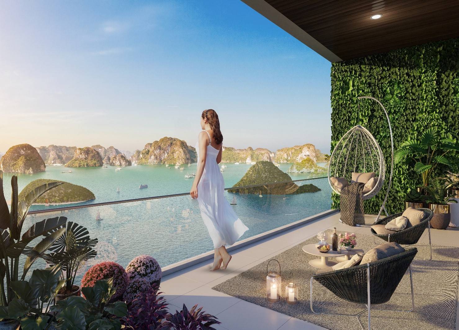 Căn hộ Resort Apartment sở hữu tầm nh&igrave;n 2 mặt vịnh di sản.