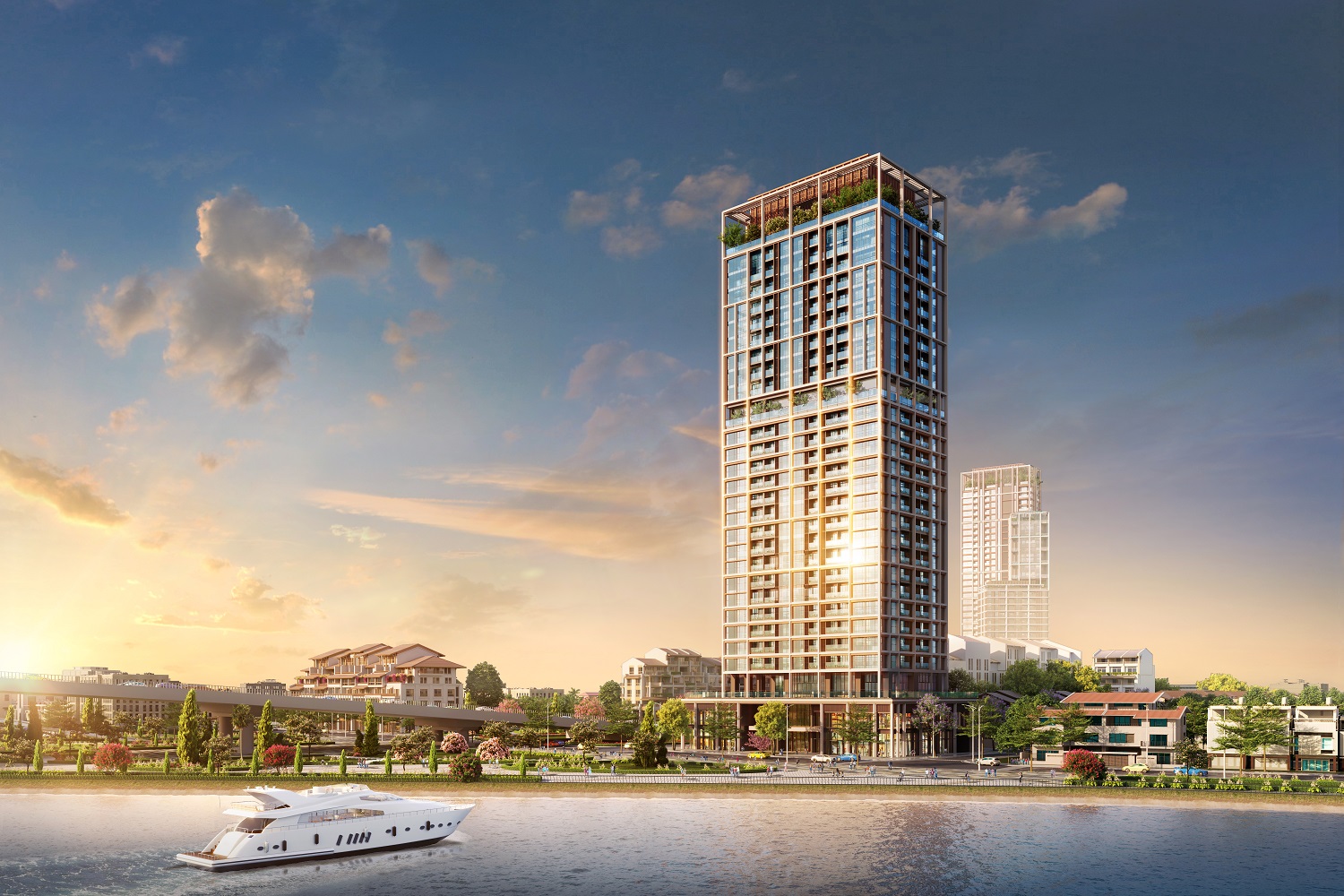 Tòa tháp Panoma 2 sở hữu tầm nhìn panorama 360 độ với 3 mặt hướng sông Hàn. Ảnh phối cảnh minh họa.