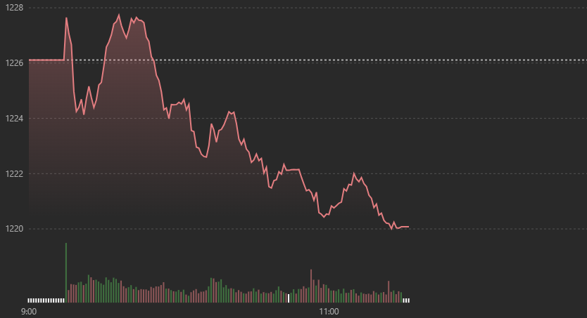 Vn-Index lao dốc li&ecirc;n tục s&aacute;ng nay.