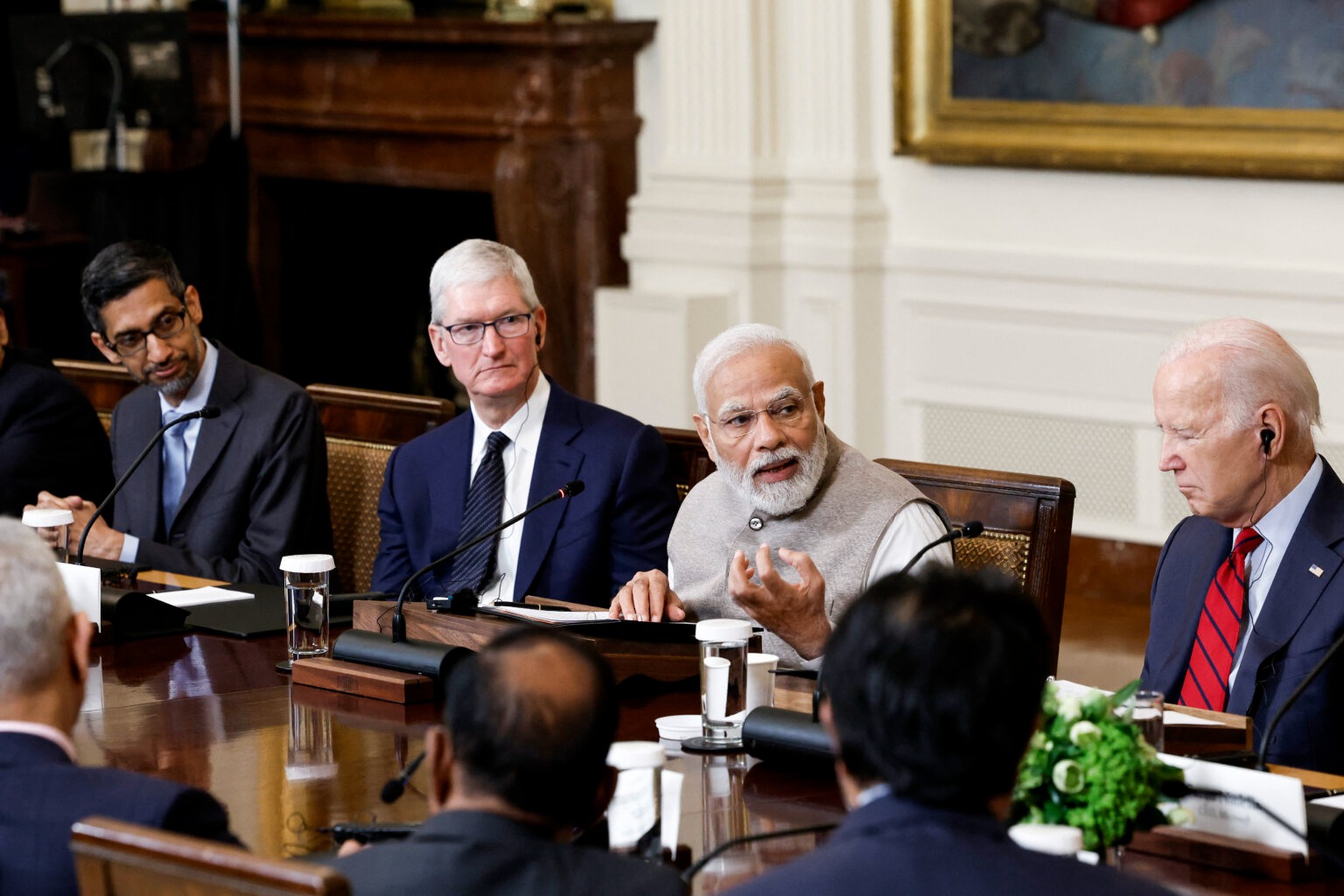Thủ tướng Ấn Độ Narendra Modi phát biểu trong hội nghị bàn tròn với các lãnh đạo doanh nghiệp Mỹ và Ấn Độ cùng với Tổng thống Mỹ Joe Biden hồi tháng 6/2023.