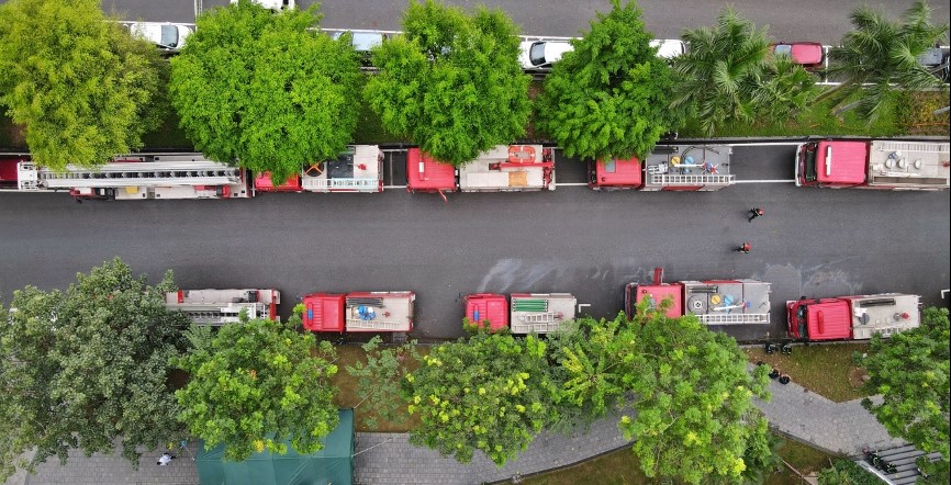 Trang thiết bị hiện đại luôn sẵn sáng ứng cứu khi hỏa hoạn xảy ra, ảnh chụp tại khu đô thị Ecopark của Nhà sáng lập Ecopark.