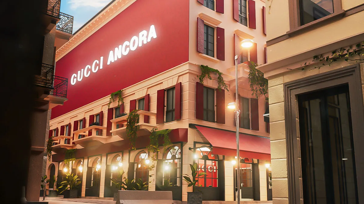 Gucci Ancora được thiết kế được lấy cảm hứng từ quận Brera của Milan trên nền tảng thực tế ảo Roblox.