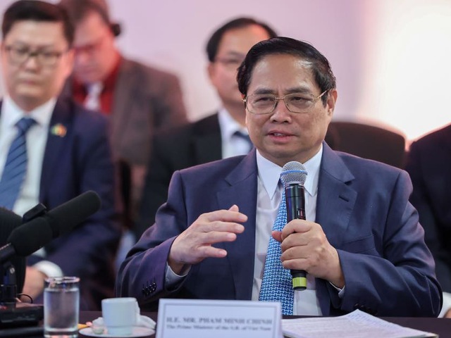 Thủ tướng Phạm Minh Chính chia sẻ tại tọa đàm với các doanh nghiệp Brazil về cơ hội hợp tác thương mại, đầu tư giữa hai nước.