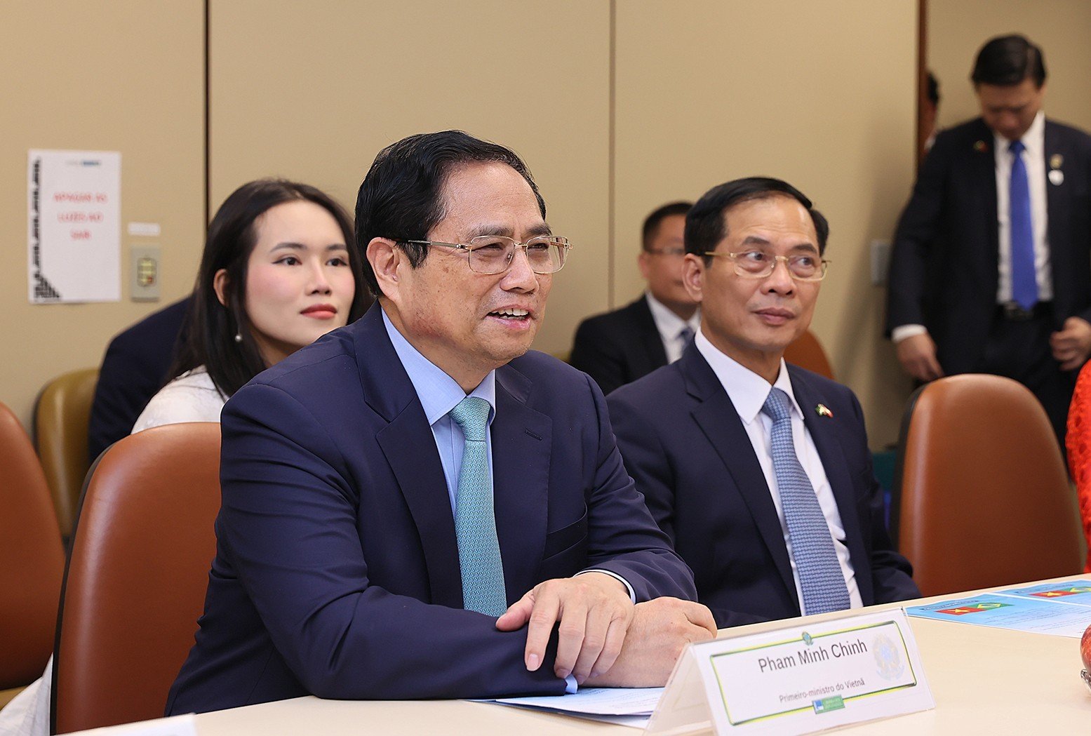 Thủ tướng Phạm Minh Ch&iacute;nh đề nghị c&aacute;c nghị sĩ v&agrave; Hạ viện, Thượng viện Brazil ủng hộ, th&uacute;c đẩy tiến tr&igrave;nh đ&agrave;m ph&aacute;n, k&yacute; kết c&aacute;c hiệp định thương mại giữa Việt Nam &ndash; Brazil. Ảnh: VGP.