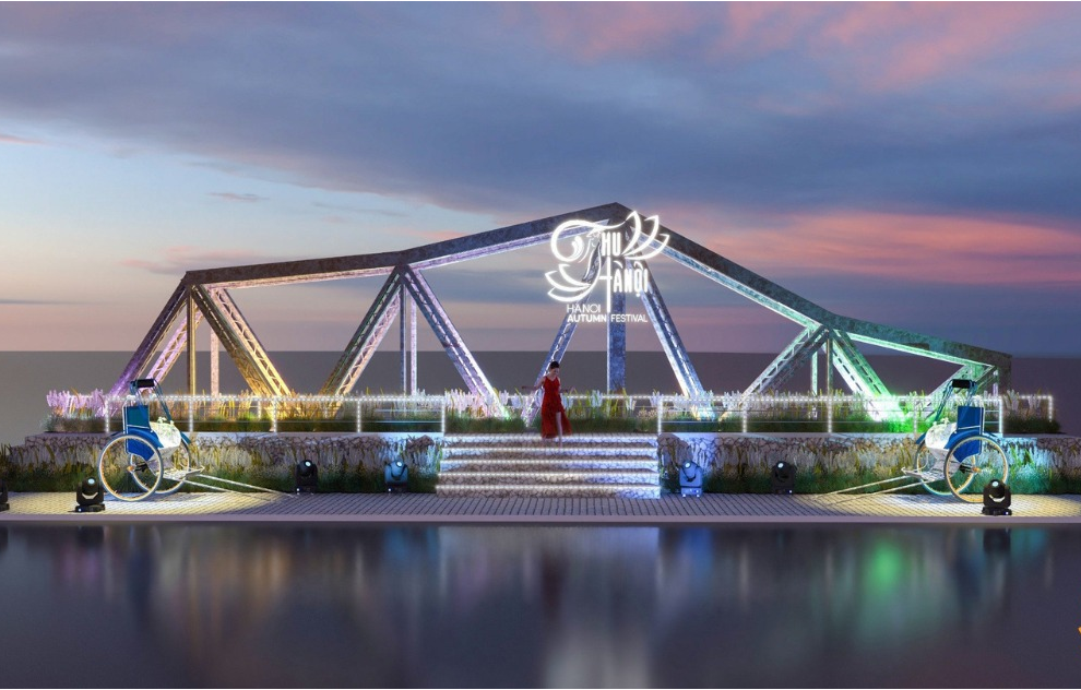 Khu vực booth Pont de Long Bien sẽ tái hiện các hoạt cảnh không gian đặc trưng của cầu bằng công nghệ AR tiên tiến.