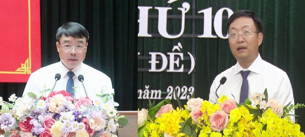  Ông Trần Anh Chung tân Chủ tịch UBND thành phố Thanh Hóa và ông Nguyễn Thế Anh tân Chủ tịch UBND thị xã Nghi Sơn