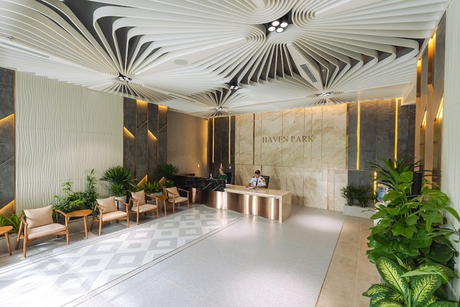 Sảnh đ&oacute;n kh&aacute;ch sạn 5 sao tại Haven Park.&nbsp;