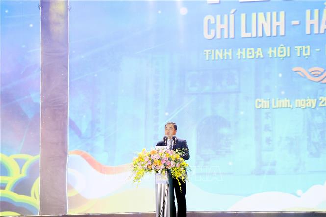 B&iacute; thư Tỉnh ủy Hải Dương Trần Đức Thắng ph&aacute;t biểu ch&agrave;o mừng Festival.