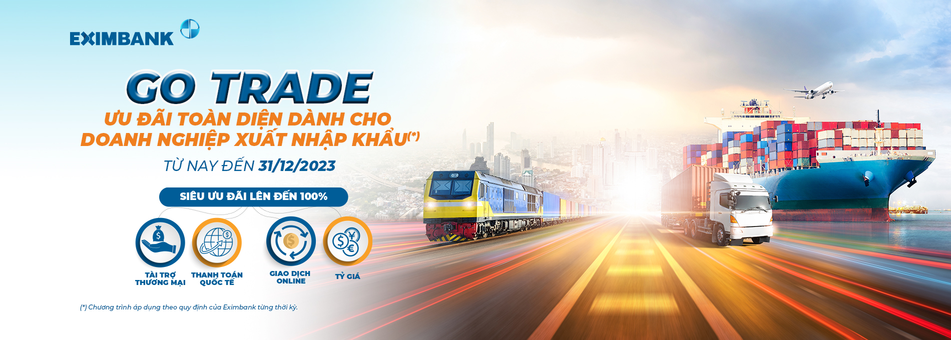 Eximbank dành siêu ưu đãi đến 100% gần 20 loại phí cho doanh nghiệp xuất nhập khẩu.