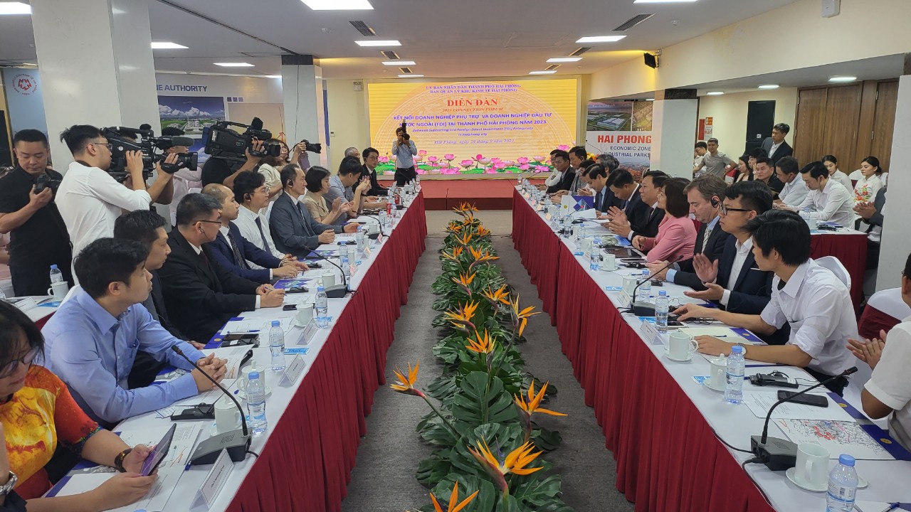 Diễn đ&agrave;n kết nối c&aacute;c doanh nghiệp hỗ trợ v&agrave; doanh nghiệp đầu tư nước ngo&agrave;i (FDI) tại th&agrave;nh phố Hải Ph&ograve;ng