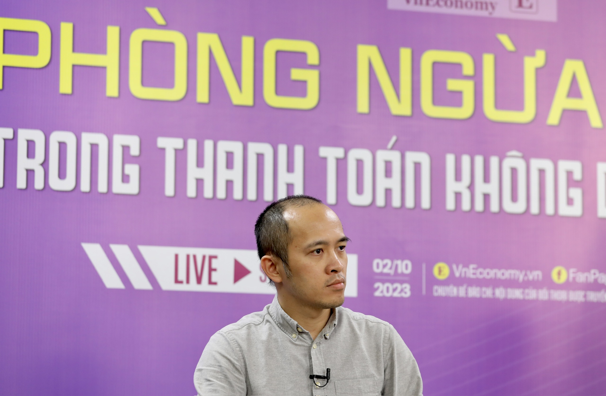 Ông Vũ Ngọc Sơn, Giám đốc Kỹ thuật Công ty cổ phần Công nghệ An ninh mạng Quốc gia (NCS) tại Tọa đàm “Phòng ngừa rủi ro trong thanh toán không dùng tiền mặt” . Ảnh: Việt Dũng.