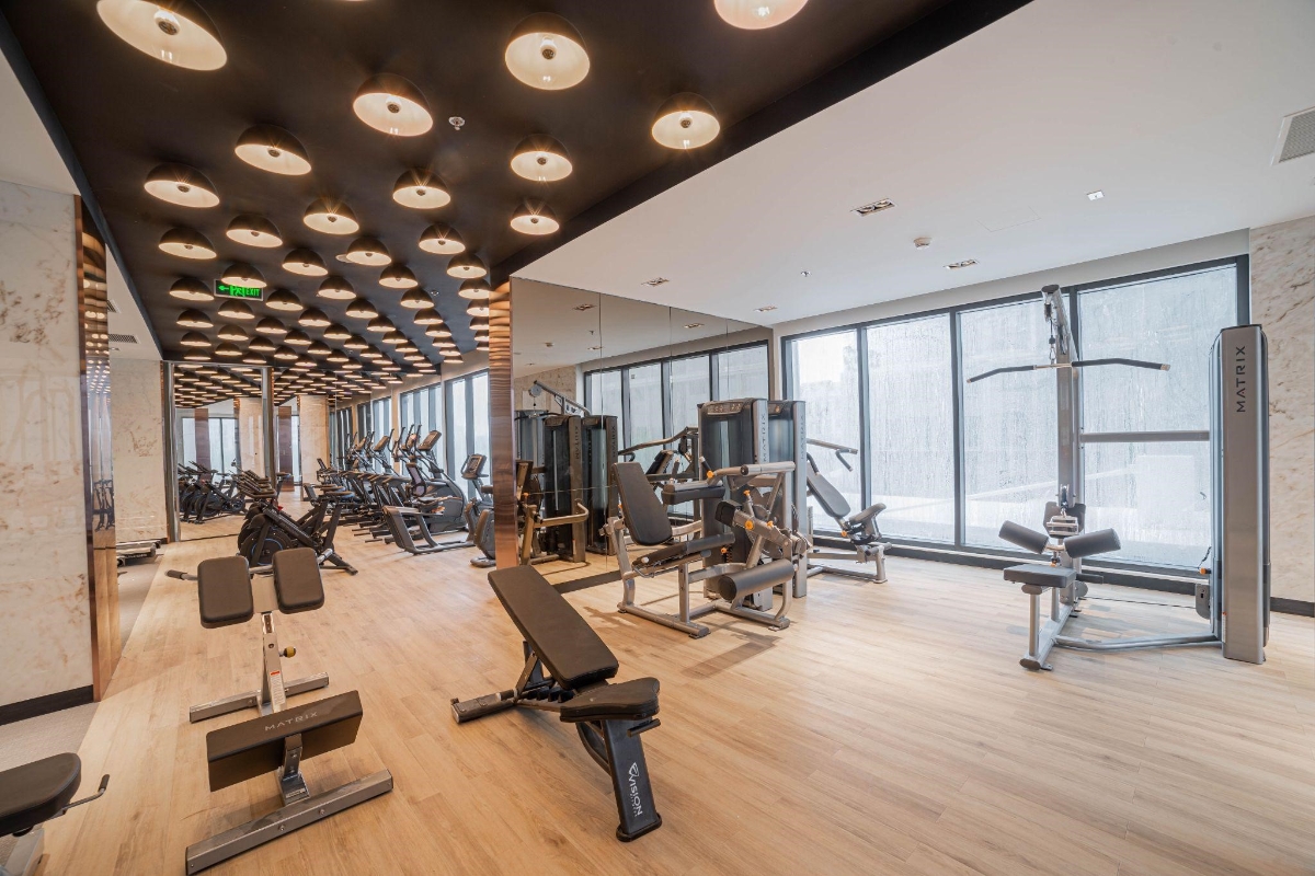 Khu vực ph&ograve;ng gym được thiết kế tối ưu c&ugrave;ng nhiều trang thiết bị hiện đại.