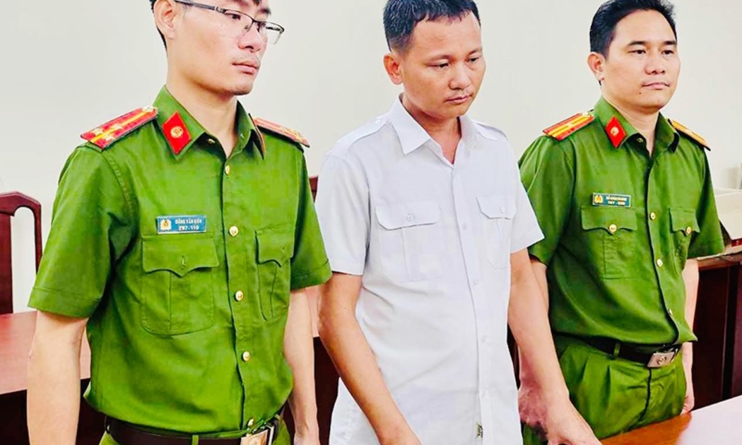 Đối tượng Lê Văn Ngọc tại Cơ quan Cảnh sát điều tra Công an TP.HCM.