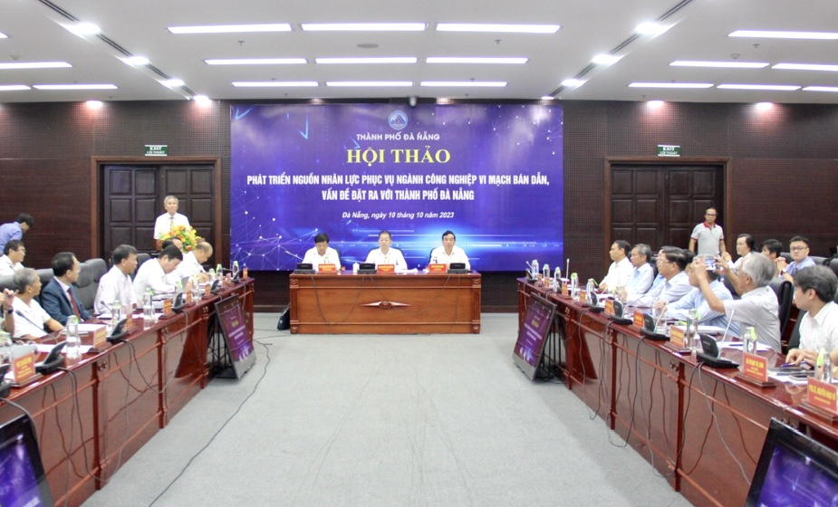 Quang cảnh Hội thảo “Phát triển nguồn nhân lực phục vụ ngành công nghiệp vi mạch bán dẫn, vấn đề đặt ra với thành phố Đà Nẵng”.