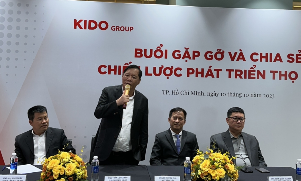 Ban lãnh đạo Tập đoàn KIDO và Thọ Phát Quốc Tế công bố tỷ lệ sở hữu 68% và chiến lược phát triển sáng 10/10.