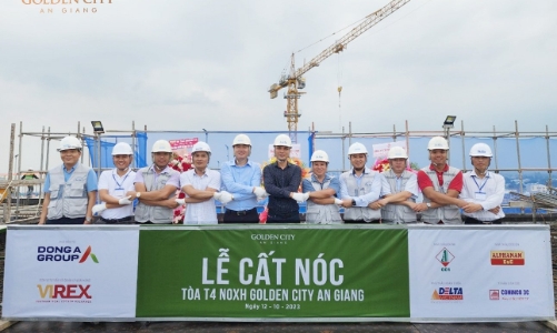 Tòa T4 nhà ở xã hội Golden City An Giang cất nóc