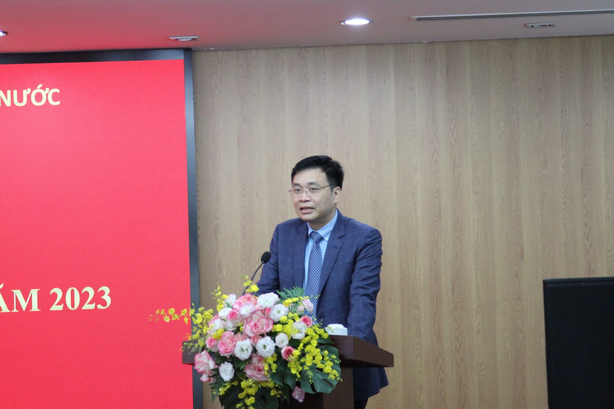 Ông Lê Thanh Tuấn - Uỷ viên Ban Chấp hành Đảng bộ, Phó Tổng Giám đốc SCIC phát biểu tại buổi lễ.