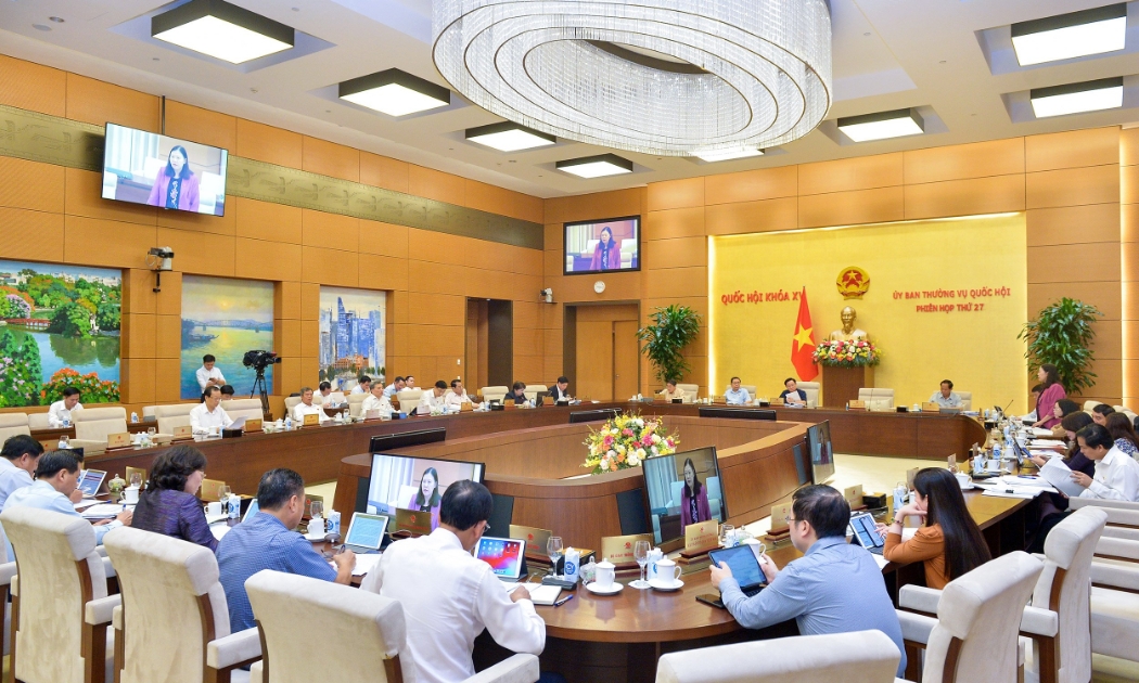 Toàn cảnh Phiên họp thứ 27 của Ủy ban Thường vụ Quốc hội. Ảnh: Quốc hội