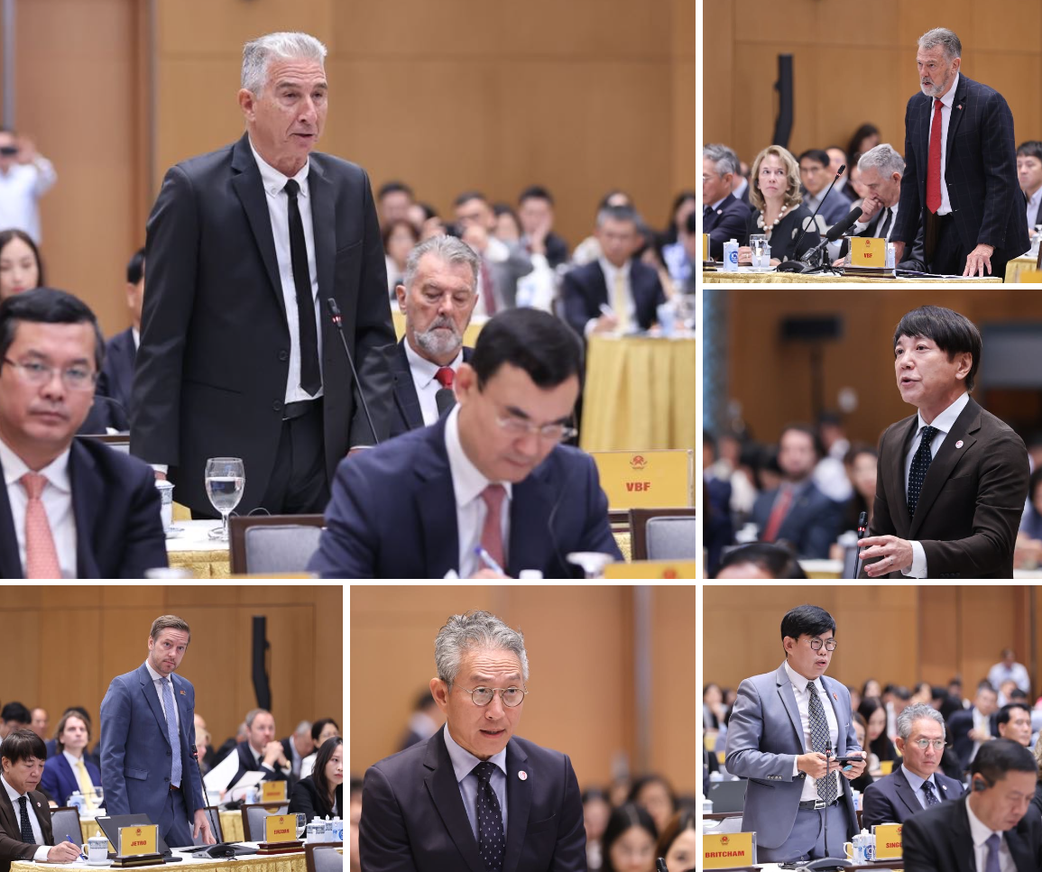 Đại diện một số doanh nghiệp, hiệp hội ph&aacute;t biểu tại hội nghị.