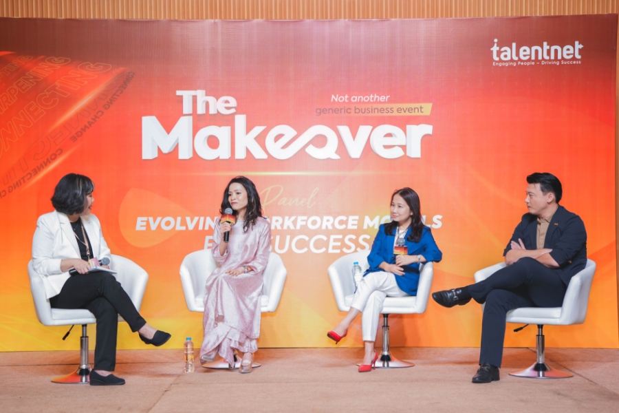 C&aacute;c diễn giả trong phần tọa đ&agrave;m T&aacute;i thiết kế m&ocirc; h&igrave;nh quản trị nh&acirc;n sự để đổi mới tại sự kiện The Makeover.
