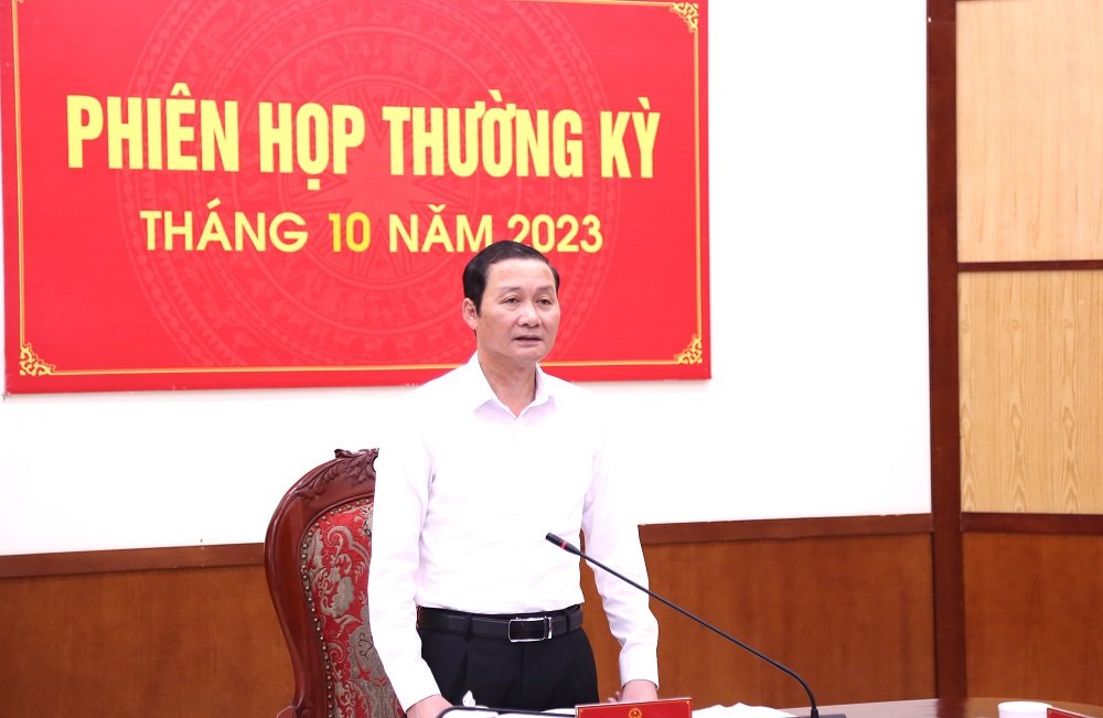 Chủ tịch UBND tỉnh Thanh Hóa Đỗ Minh Tuấn phát biểu tại phiên họp