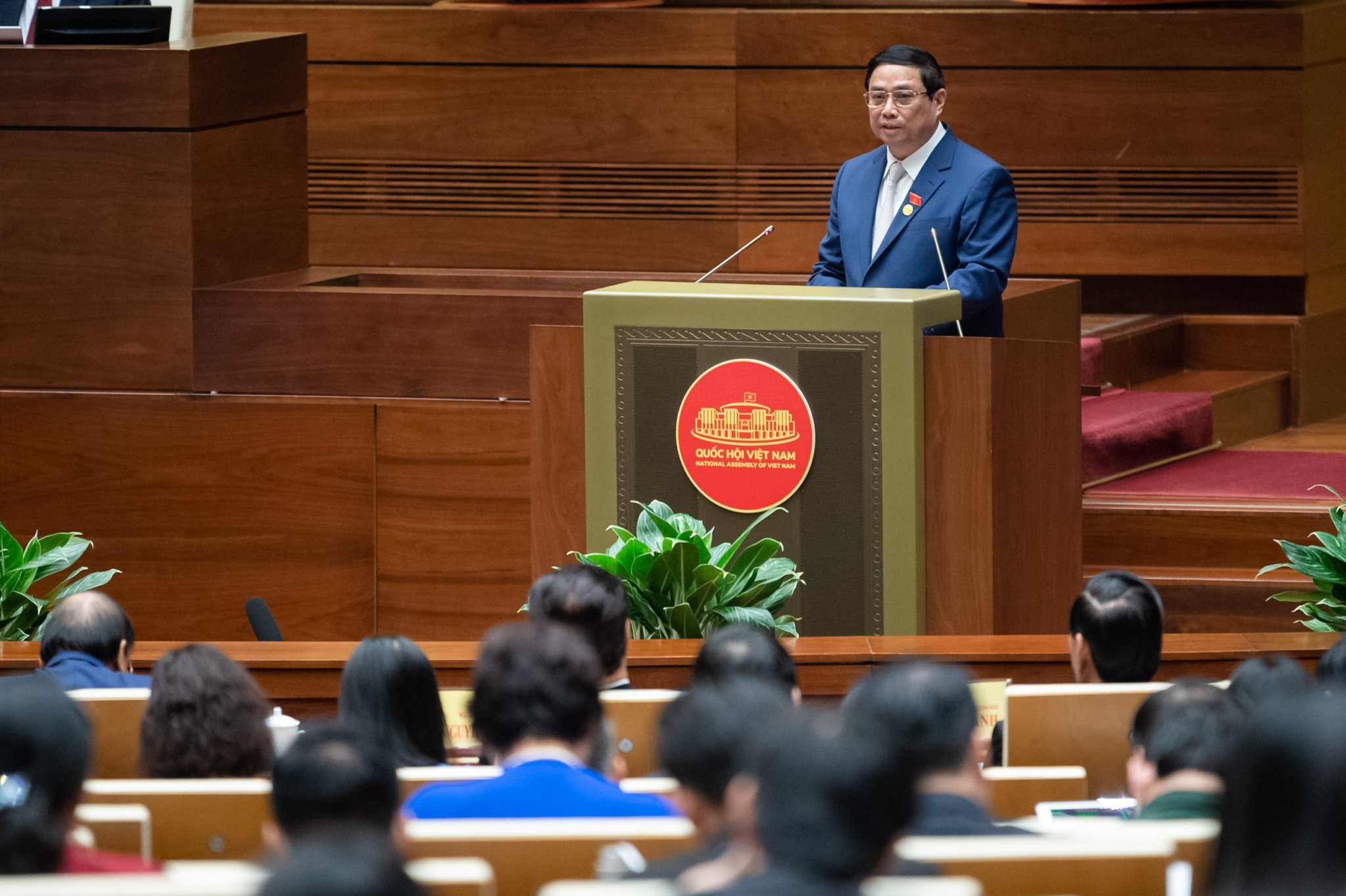 Thủ tướng Chính phủ Phạm Minh Chính nhấn mạnh đến nhiệm vụ từ nay đến cuối năm 2023 và năm 2024 đặt ra là rất nặng nề. Ảnh: Quochoi.vn.