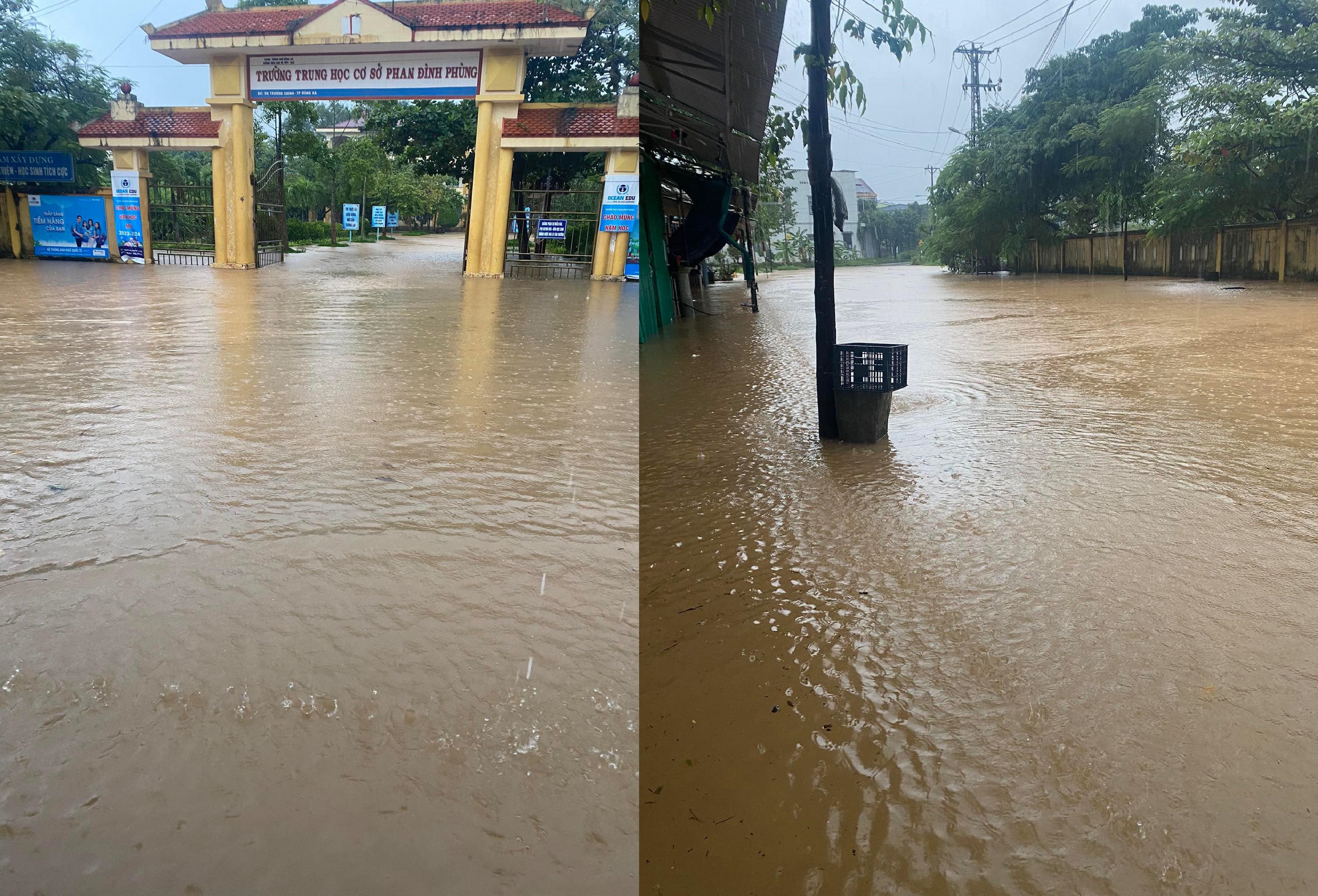 Khu vực trường Phan Đình Phùng, thành phố Đông Hà nước dâng cao