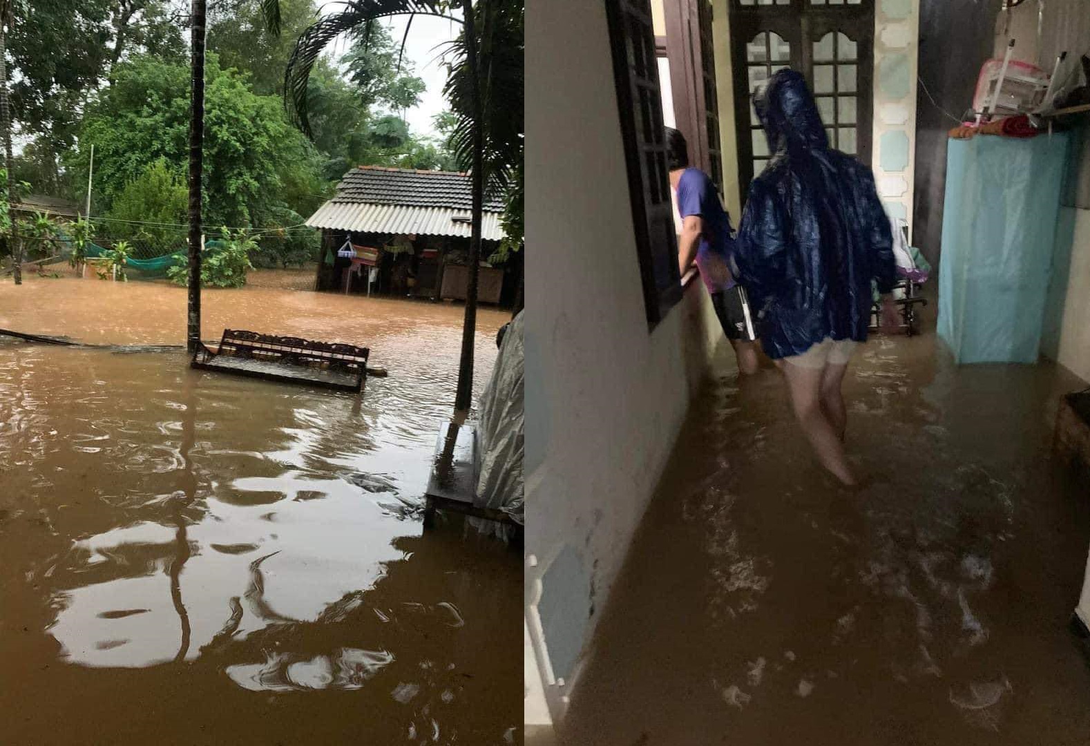 Một số khu vực đường Lê Lợi, Trường Chinh, thành phố Đông Hà nước ngập tràn vào nhiều hộ dân