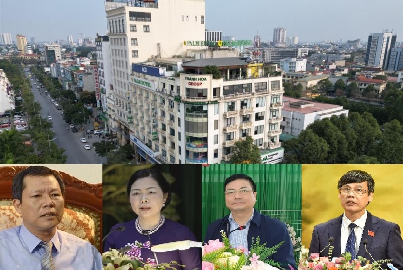 Liên quan dự án Hạc Thành Tower, nhiều quan chức Thanh Hóa bị khởi tố, bắt giam. Từ trái qua: Phó giám đốc Sở Tài Chính ông Nguyễn Bá Hùng; bà Đinh Cẩm Vân, nguyên Giám đốc Sở Tài chính; nguyên bí thư Huyện ủy Như Thanh Đinh Xuân Hướng và cựu Chủ tịch UBND tỉnh Thanh Hóa Nguyễn Đình Xứng.
