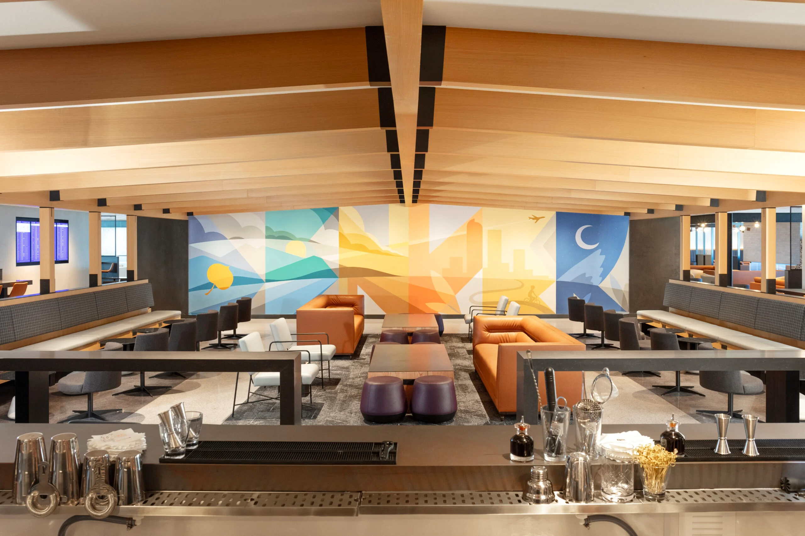 Phòng chờ thương gia United Club tại sân bay Quốc tế Denver vừa khai trương tháng trước.