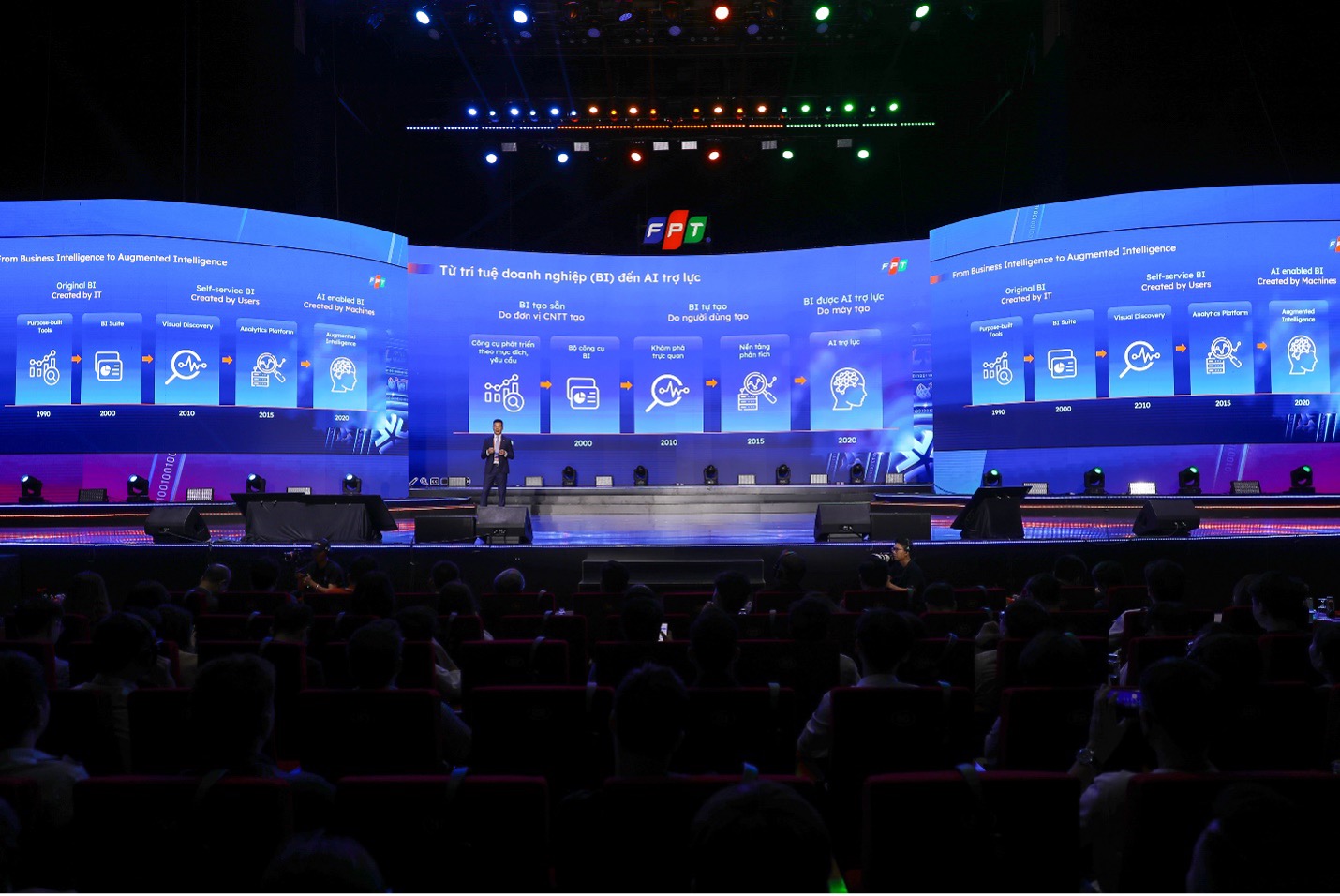 &Ocirc;ng Vũ Anh T&uacute;, Gi&aacute;m đốc C&ocirc;ng nghệ FPT chia sẻ về định hướng ph&aacute;t triển c&ocirc;ng nghệ AI của Tập đo&agrave;n tại FPT Techday 2023.