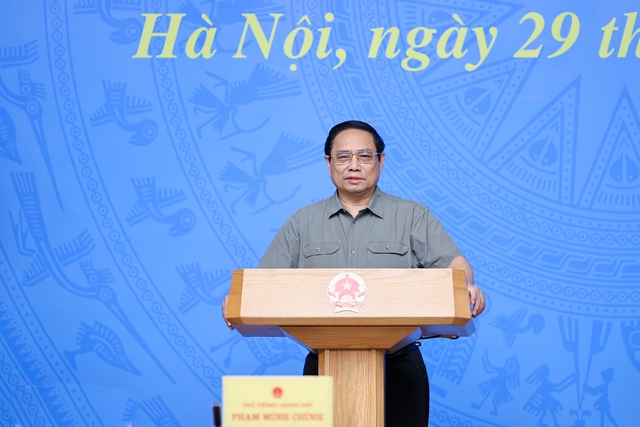 Thủ tướng Chính phủ Phạm Minh Chính kết luận Hội nghị tổng kết công tác phòng, chống dịch Covid-19, sáng  29/10. Ảnh - VGP. 